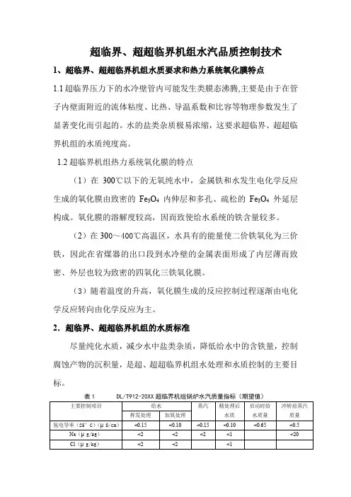 超超临界机组汽水品质控制技术
