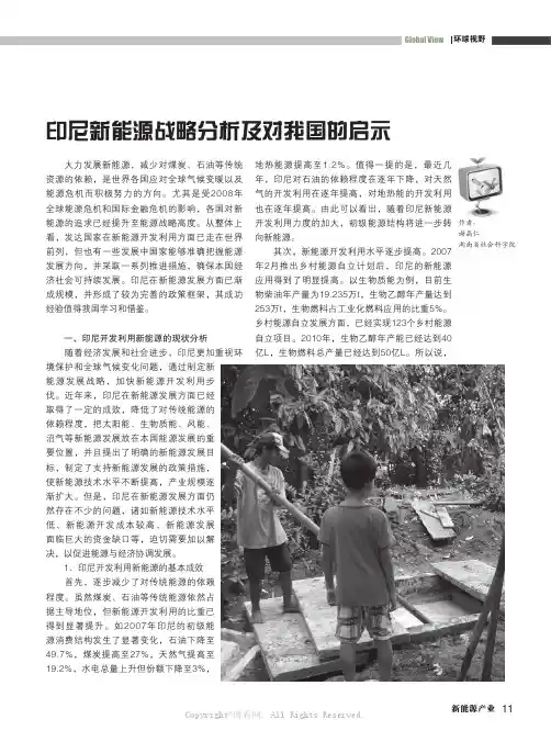 印尼新能源战略分析及对我国的启示  