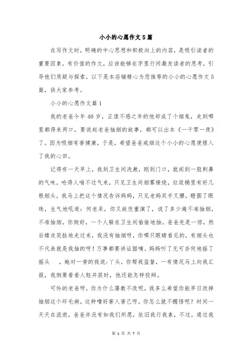 小小的心愿作文5篇