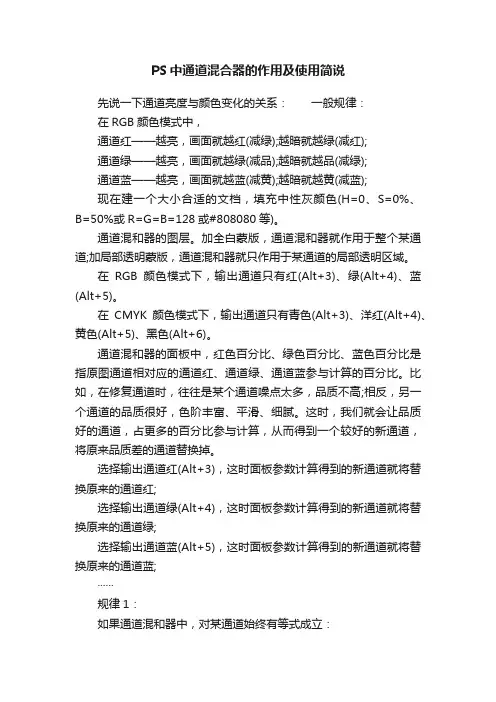PS中通道混合器的作用及使用简说