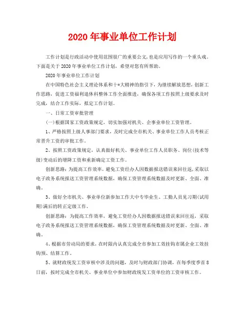 2020年事业单位工作计划_0