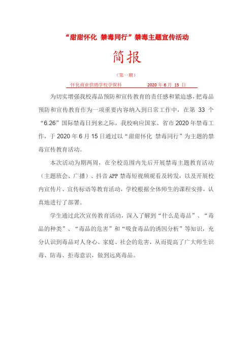 禁毒宣传进校园简报