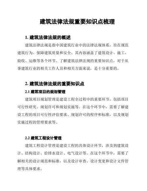 建筑法律法规重要知识点梳理