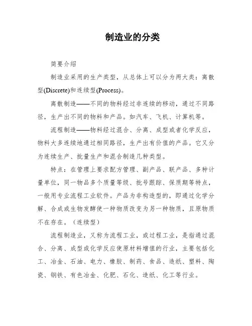 制造业的分类