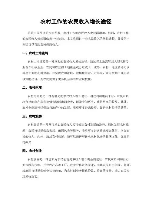 农村工作的农民收入增长途径