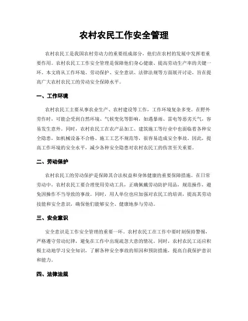 农村农民工作安全管理