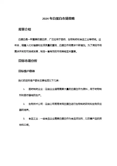 2024年白蛋白市场策略