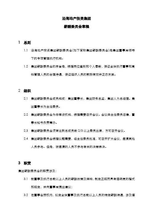 集团薪酬委员会综合章程