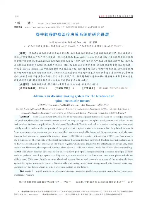 脊柱转移肿瘤治疗决策系统的研究进展