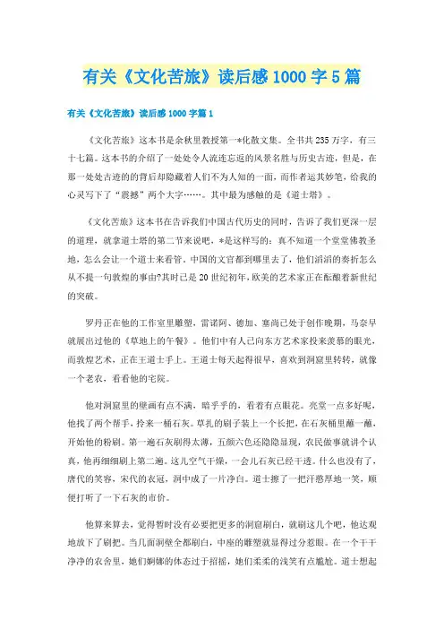 有关《文化苦旅》读后感1000字5篇