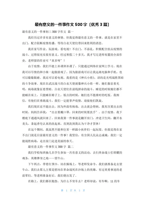 最有意义的一件事作文500字(优秀3篇)