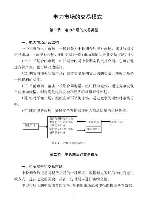 电力市场的交易模式