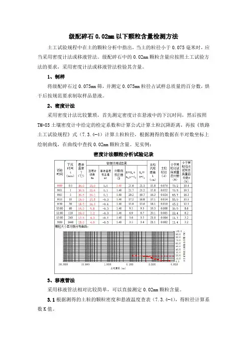 级配碎石0.02mm颗粒含量检测方法