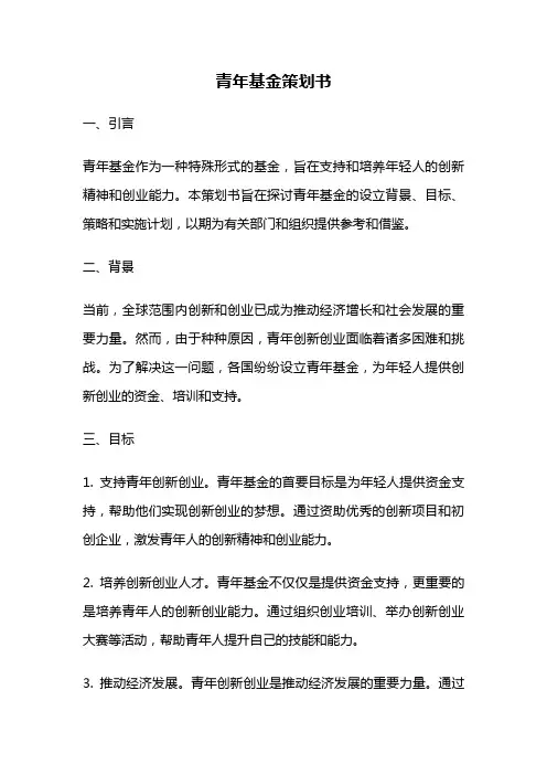 青年基金策划书