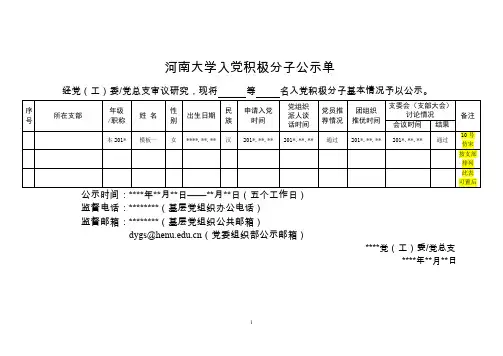 河南大学入党积极分子公示单