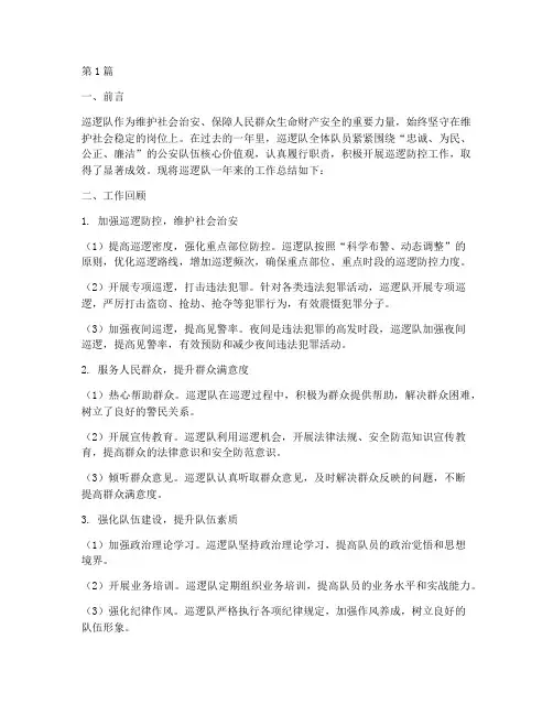 巡逻队的工作总结范文(3篇)
