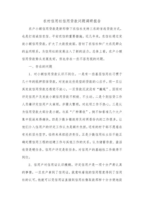 农村信用社信用贷款问题调研报告_0.doc