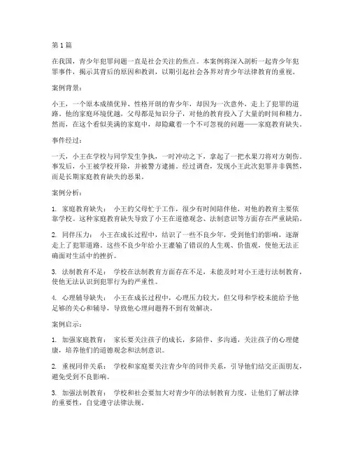 青少年法律犯罪案例(3篇)