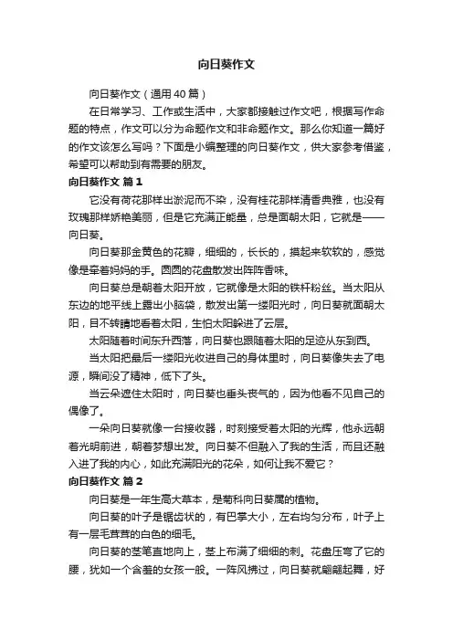 向日葵作文（通用40篇）