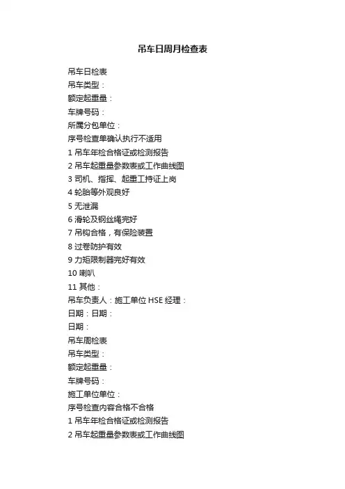 吊车日周月检查表