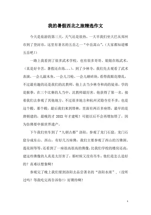 我的暑假西北之旅精选作文