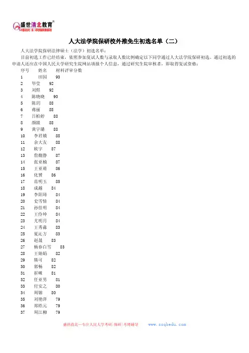 人大法学院保研校外推免生初选名单(二)