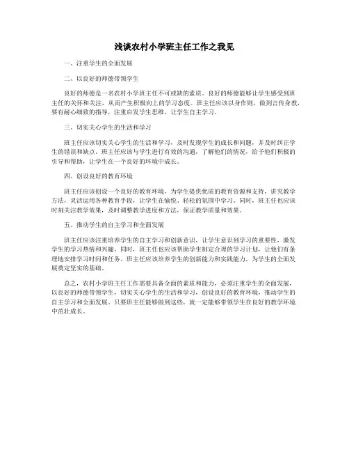 浅谈农村小学班主任工作之我见