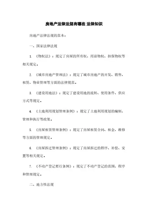 房地产法律法规有哪些 法律知识