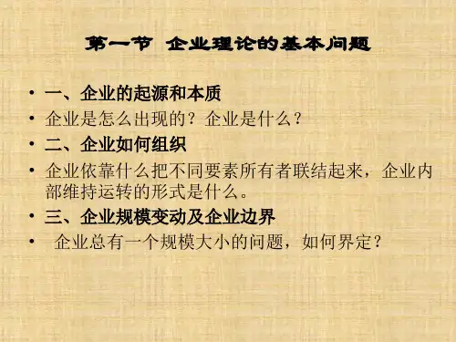 第07章 企业理论  《制度经济学》PPT课件