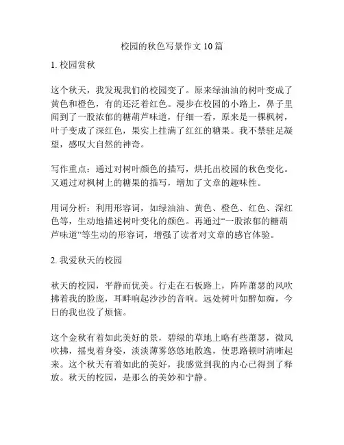 校园的秋色写景作文10篇