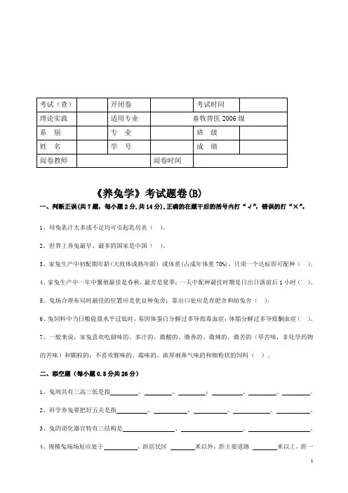 养兔试题A