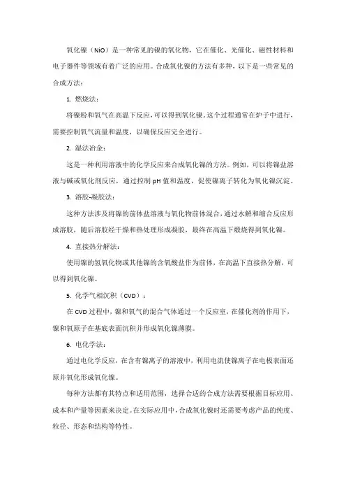 氧化镍合成方法