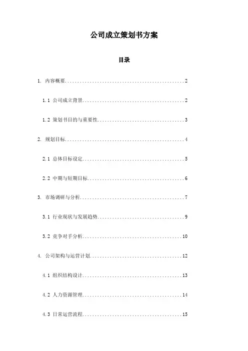 公司成立策划书方案