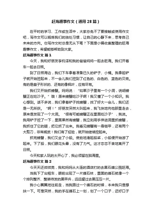 赶海趣事作文（通用28篇）