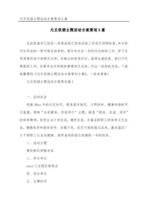 元旦促销主题活动方案策划5篇