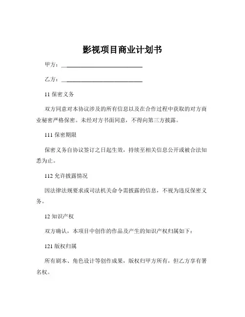 影视项目商业计划书