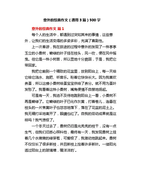 中小学《意外的惊喜》作文(通用3篇)500字