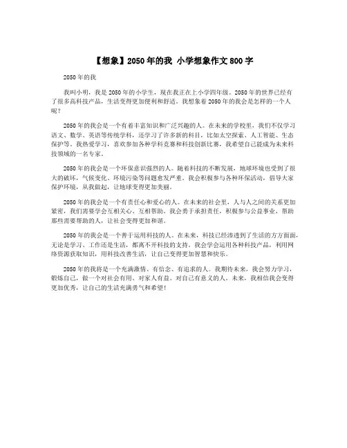 【想象】2050年的我 小学想象作文800字