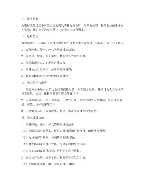 交房突发应急预案