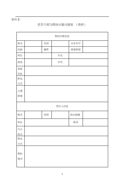 党员干部与帮扶对象对接表(表样)