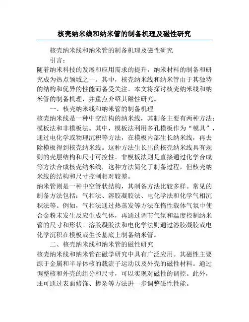 核壳纳米线和纳米管的制备机理及磁性研究