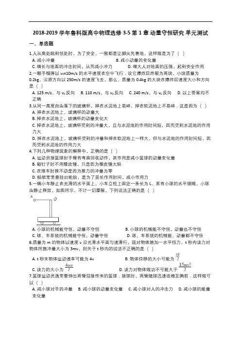 鲁科版高中物理选修3-5全套单元测试(含答案)