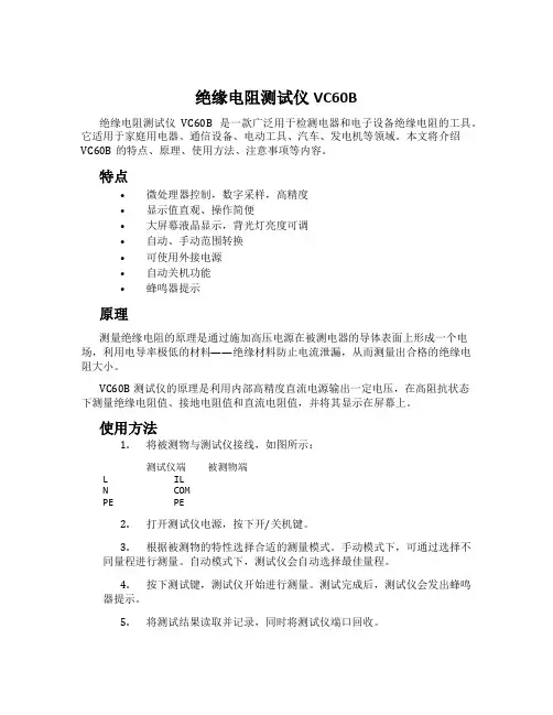 绝缘电阻测试仪VC60B