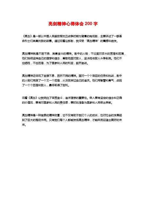 亮剑精神心得体会200字