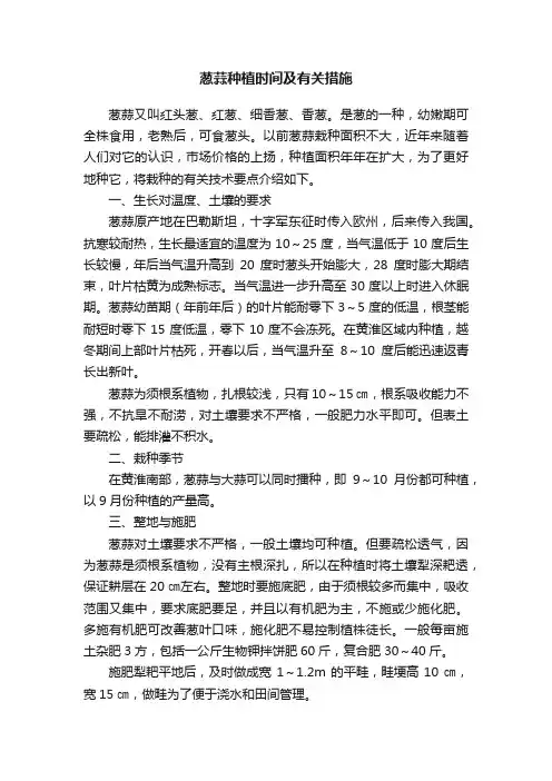 葱蒜种植时间及有关措施
