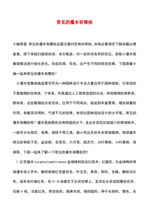 【精品推荐】常见的灌木有哪些