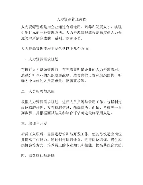 人力资源管理流程
