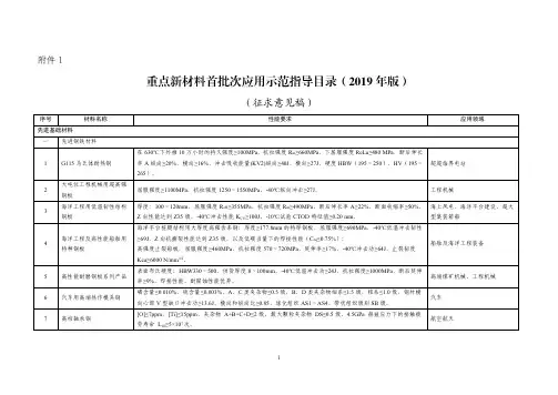 重点新材料首批次应用示范指导目录(2019年版)