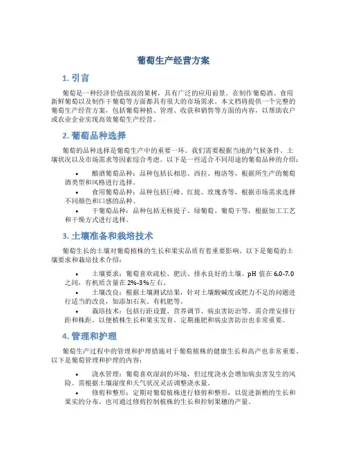 葡萄生产经营方案