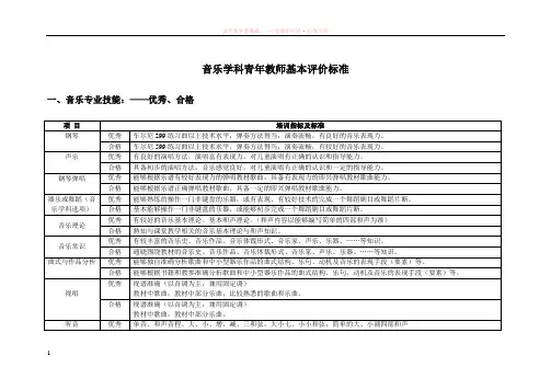 音乐(舞蹈)基本功评价标准